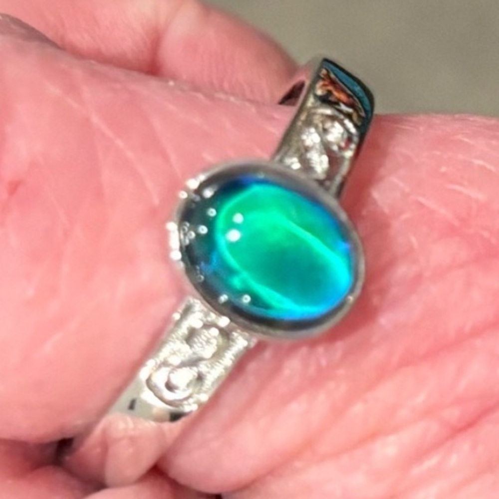 Stamped 925 Sterling Silver~Color Changing Mood Ring~Size 10 - Picture 8 of 8